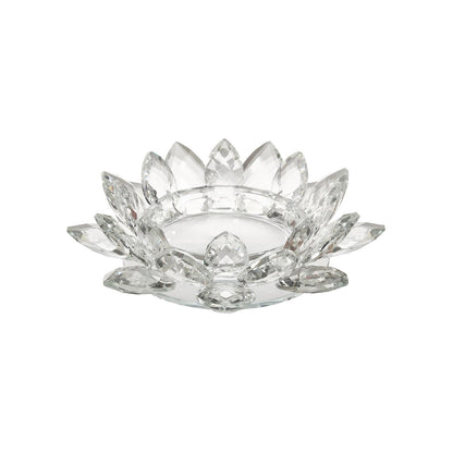 Crystal Lotus Flower Tealight Candle Holder, Clear, 7.48in