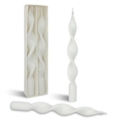 Smokeless White Spiral Taper Candle Unscented Taper Candlesticks Handmade 10 Inch Long Twisted Candles for Candlelight Dinner Wedding Home Decor