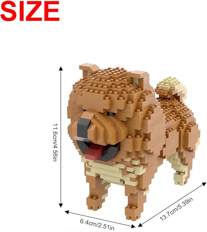 Larcele Micro Building Blocks Animal Set DIY Mini 3D Building Toy Bricks768 Pieces KLJM-05(Chow)