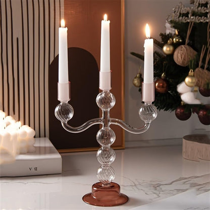 YUHUAWF Candle Holderss European Style Three-Head Glass Candlestick Home Decoration Ornaments Wedding Table Candle Holder Decorative Candlestick