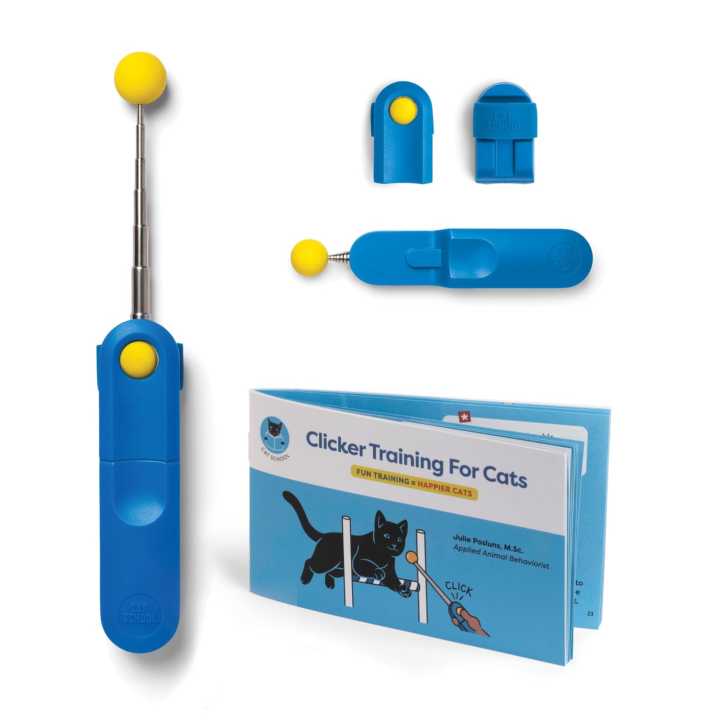 Cat Training Clicker with Detachable Wearable Finger Clicker & Target Stick – Positive Reinforcement Training Tool for Cats – Ideal for Behavior, Tricks & Enrichment