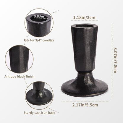 Mofunci Retro Iron Candlestick Holders Set of 2, Black Taper Candle Holders Heavy Weight, Perfect for Dining, Wedding, Party, Halloween Decor