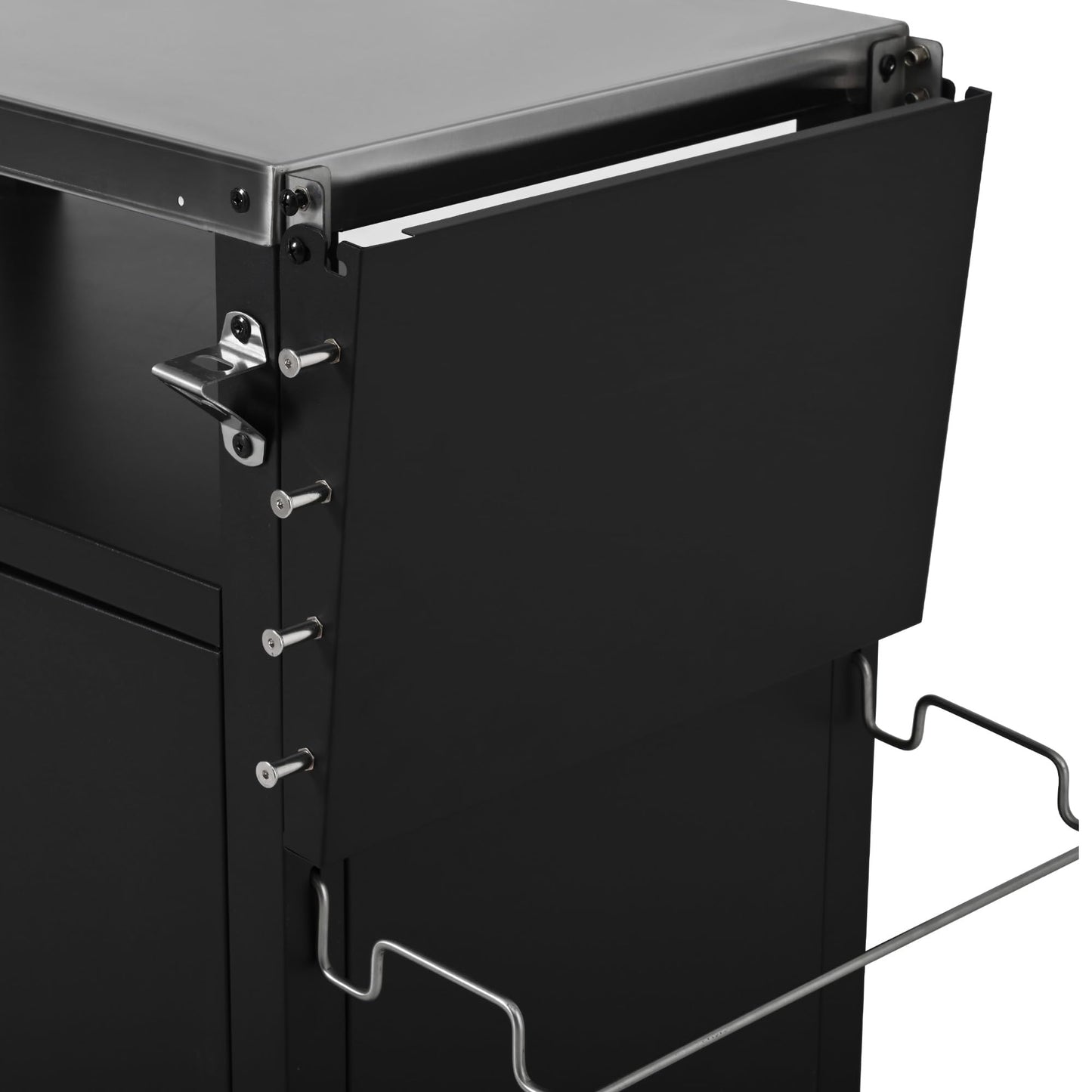 Polibi Outdoor Grill Cart with Storage Cabinet, Stainless Steel Top BBQ Island with Foldable Table & Wheels, Pizza Oven Table with Hooks & Spice Rack, Waterproof Cover Included