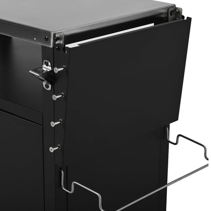 Polibi Outdoor Grill Cart with Storage Cabinet, Stainless Steel Top BBQ Island with Foldable Table & Wheels, Pizza Oven Table with Hooks & Spice Rack, Waterproof Cover Included