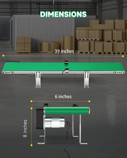 Moonshan Belt Conveyor 39 inch Conveyor with Sensor, Multi Operation Program, Desktop Version Step-Less Speed Adjustment PVC Belt Conveyor for Packaging Factory, Production Line, Home
