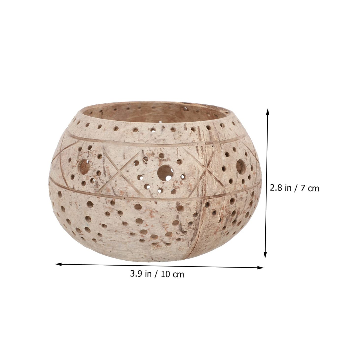 PRETYZOOM Hollow-Out Decorative Coconut Shell Candle Holder Stylish Candlestick for Home Decor Wedding Party Use