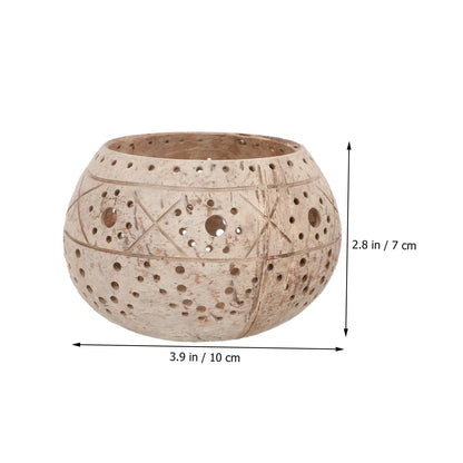 PRETYZOOM Hollow-Out Decorative Coconut Shell Candle Holder Stylish Candlestick for Home Decor Wedding Party Use