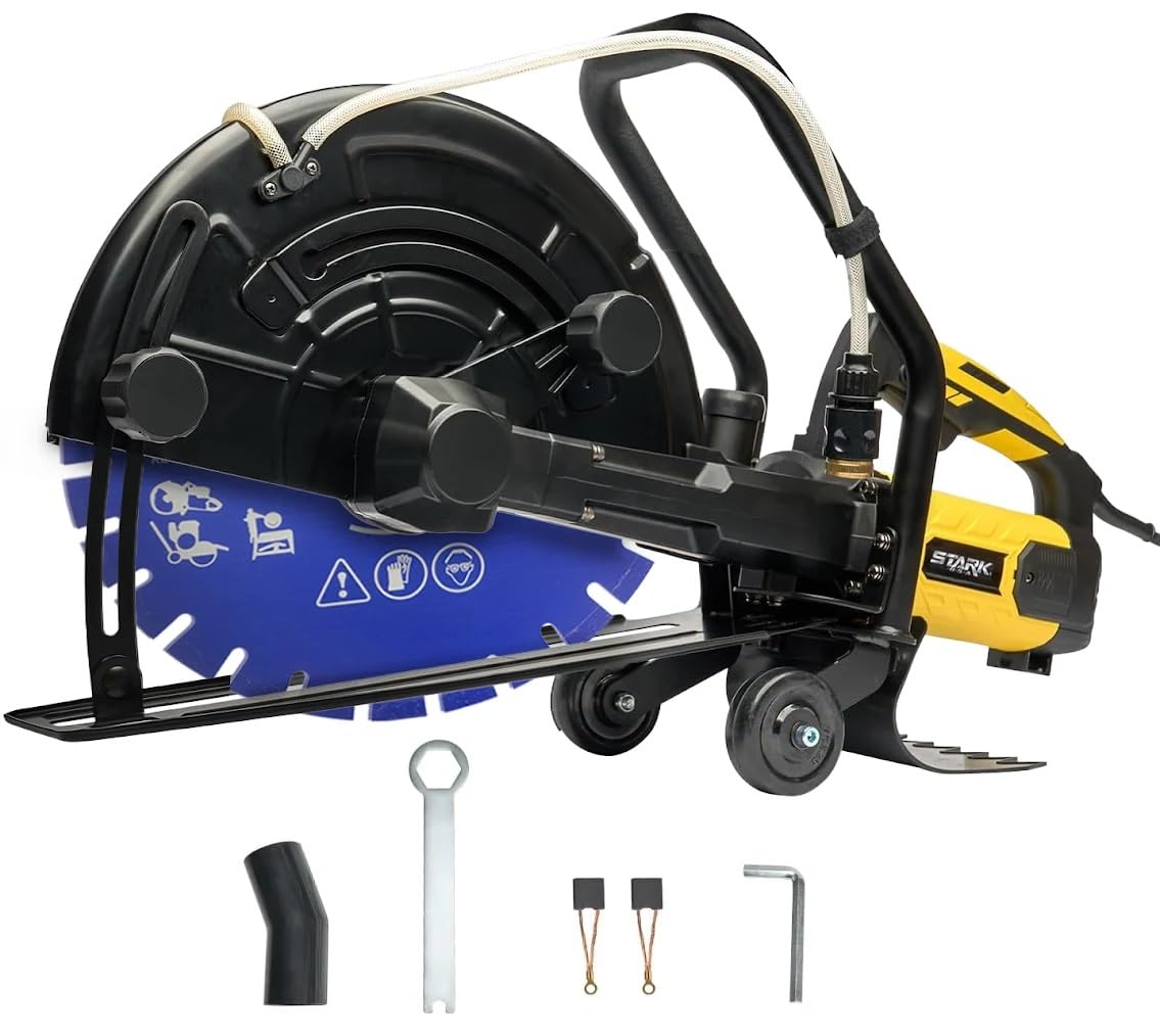 XtremepowerUS 3200W Electric 16" Circular Saw Concrete Saw Wet/Dry Concrete Cutter 20AMP With Water Line Attachment Wet Concrete Saw (Blade Included) Ideal for DIY House, Foundation