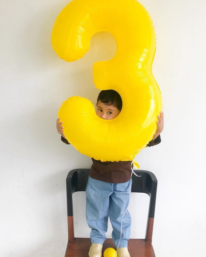 Yellow 3 Balloon, Number Balloons 40 Inch, 3rd Birthday Decorations for Kids Girls Women Party Supplies for Party Decorations, Number 3 Balloon