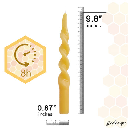 Long Taper Candle Beeswax Candlestick,Gedengni Handcrafted Bees Wax Spiral Candles Scented Tapered Candle Twisted Candlesticks Wedding Home Dinner Wedding Party Decor,1D-Beeswax