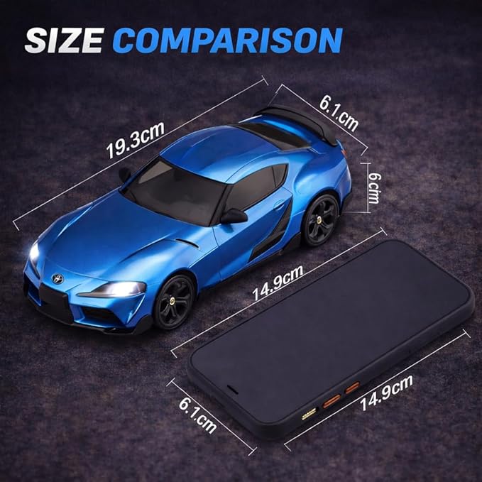 IntelLock 1:24 RTR RC Drift Car with Scratch-Free Drift Tires 4WD High-Speed JDM 2 Rechargeable Batteries LED Lights 2.4GHz Remote Control Car for Kids &amp Adults Indoor/Outdoor (Blue 2)