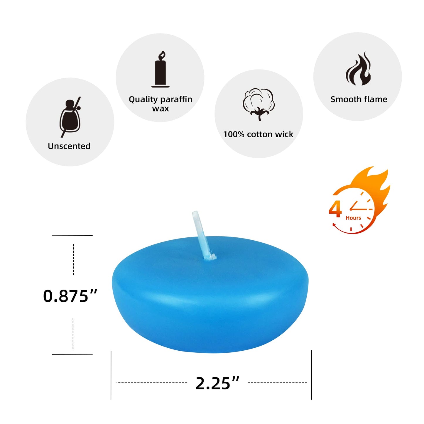 Zest Candle 24-Piece Floating Candles, 2.25-Inch, Turquoise