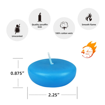 Zest Candle 24-Piece Floating Candles, 2.25-Inch, Turquoise