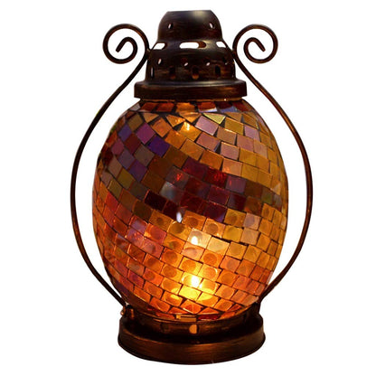 XILIN-1987 Candle Holderss European Mosaic Candle Holder Wrought Iron Glass Candlestick Simple Home Furnishings Decorative Candlestick (Color : C)