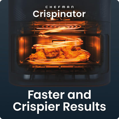 Chefman Crispinator Air Fryer 7-in-1 with 8 Qt Capacity, 450°F Max Temp & TurboFry Pro Technology for Fast, Even Results, Bake, Broil, Dehydrate, Viewing Window, Nonstick Ceramic-Coated Basket