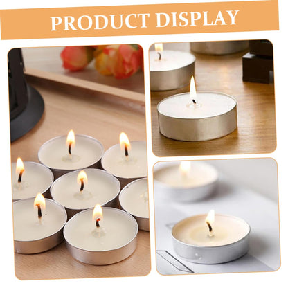 Zerodeko 100pcs Round Tealight Candles Unscented Multi Function Wedding Candles for Home and Long Burning for Romantic Atmosphere for Special Occasions