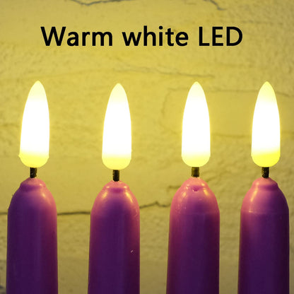 NONNO & ZGF 10 Pack Purple Flameless 11'' Wax Covered Taper Candles with 2 Remote, Use 2-AA Battery (Not Included, Runs 200 Hours)