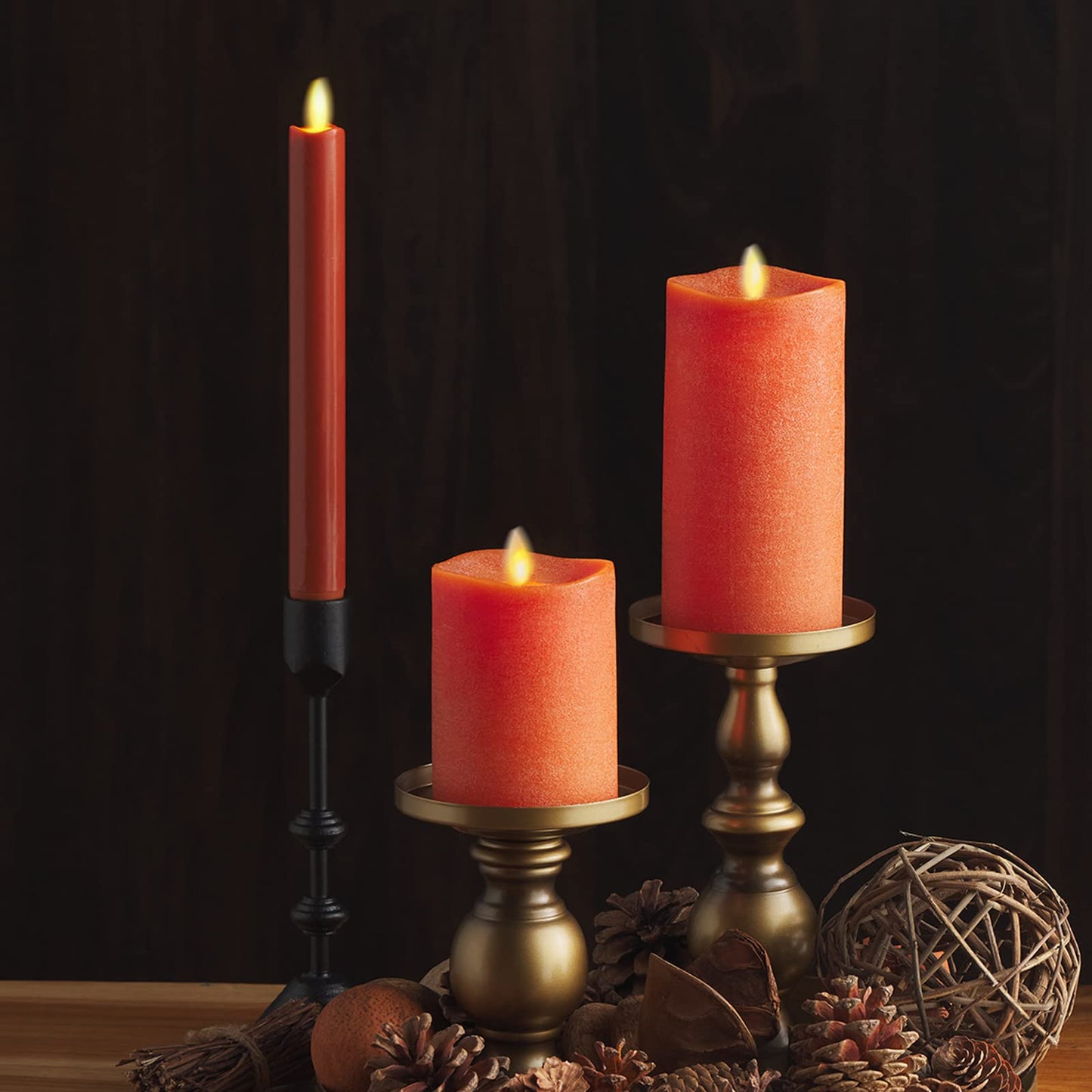Luminara - Flameless LED Battery Operated Flickering Pillar Candles - Burnt Orange- Pack of 1-3x6.5 - Realistic Moving Flame Real Wax Indoor/Outdoor