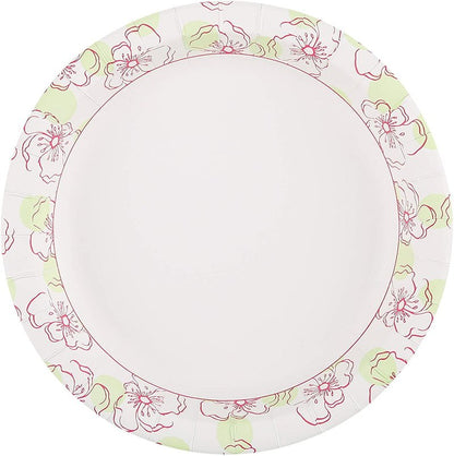 Glad Disposable Paper Plates, Pink Floral Pattern, 8.5 Inch Round, Soak Proof Coating, Microwave Safe, Cut Resistant, Sturdy for Dinner, Parties, and Everyday Meals, 50 Count - 12 Pack