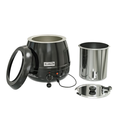 KoolMore Commercial Soup Kettle Warmer with Hinged Lid and Removable Pot Insert for Buffet, Restaurant, Party, Event, and Catering, Large 2.5 Gallon, Electric [Black] (SK-BK-3G)