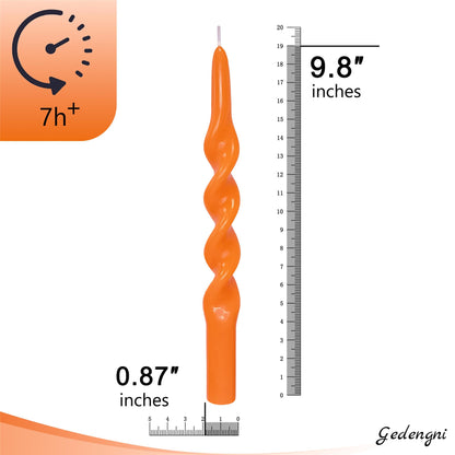 Spiral Candlesticks Orange Tapered Candle,Gedengni 10inches Cute Candle Sticks Long Taper Candles Pumpkin Twisted Candlestick for Holiday Dinner Weddings Festive Holiday Decor (1D-Orange)