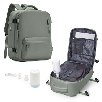 Vacuum Storage Travel Backpack with Air Pump Carry on Flight Approved Compression Vacpack Waterproof with Vacuum System Airplane Travel Essentials Daypack Laptop Space Saver Bags Women Green