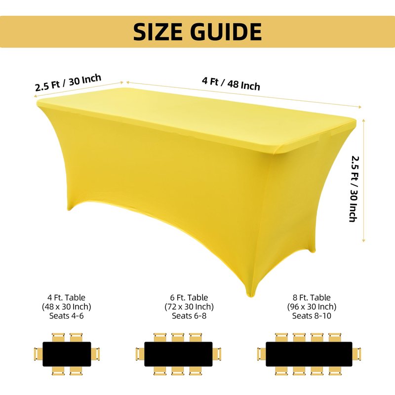 ZarzaaSik 10-Pack 8ft Spandex Table Covers for Rectangle Folding Tables - Washable Elastic Tablecloth - Ultimate Fitted Table Protector for Parties, Trade Shows, Banquet, and Wedding
