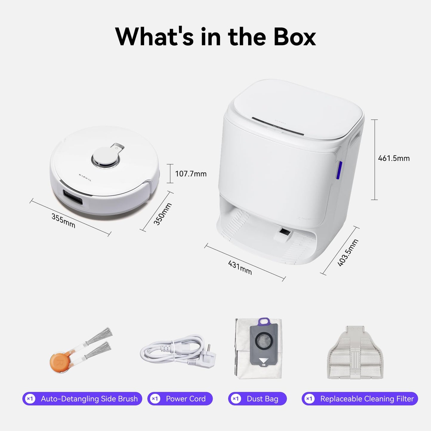 NARWAL Freo X10 Pro Robot Vacuum and Mop Combo, 11,000Pa Suction,DualFlow Tangle-Free System,MopExtend Edge Cleaning,Self-Emptying,Auto Mop Wash & Dry,for Pet Hair & Hard Floors,White