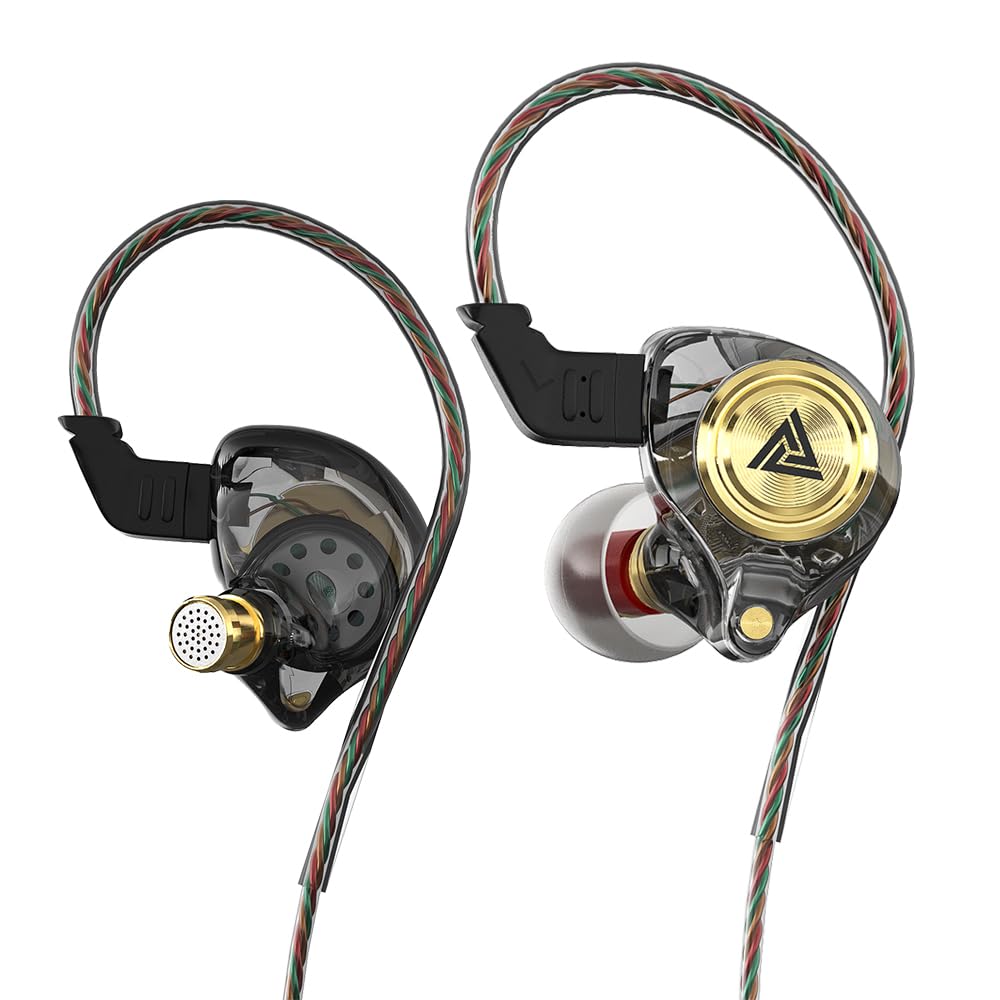 Yeabomy Wired Gaming Earbuds, Ak3file in Ear Monitors, Deep Bass Sound Wired Earbuds, HiFi in Ear Headphones with 1DD 10mm Dynamic Driver, IEM for Music Gaming Video Calling (Black)