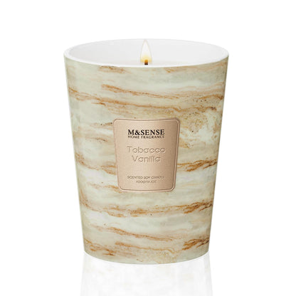 M&SENSE Tobacco Vanilla Scented Soy Candle, 3 Wick Highly Scented 14.1 Oz 75H, Aromatherapy Christmas Gift for Women and Men