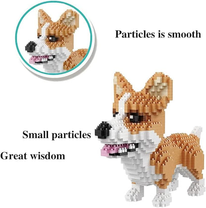 Mini Dog Building Blocks Pet Building Toy Bricks Micro Mini Blocks 3D Puzzle Building Blocks Set Toys Gifts for Kids or Adult (Corgi Dog Food 1380PCS)