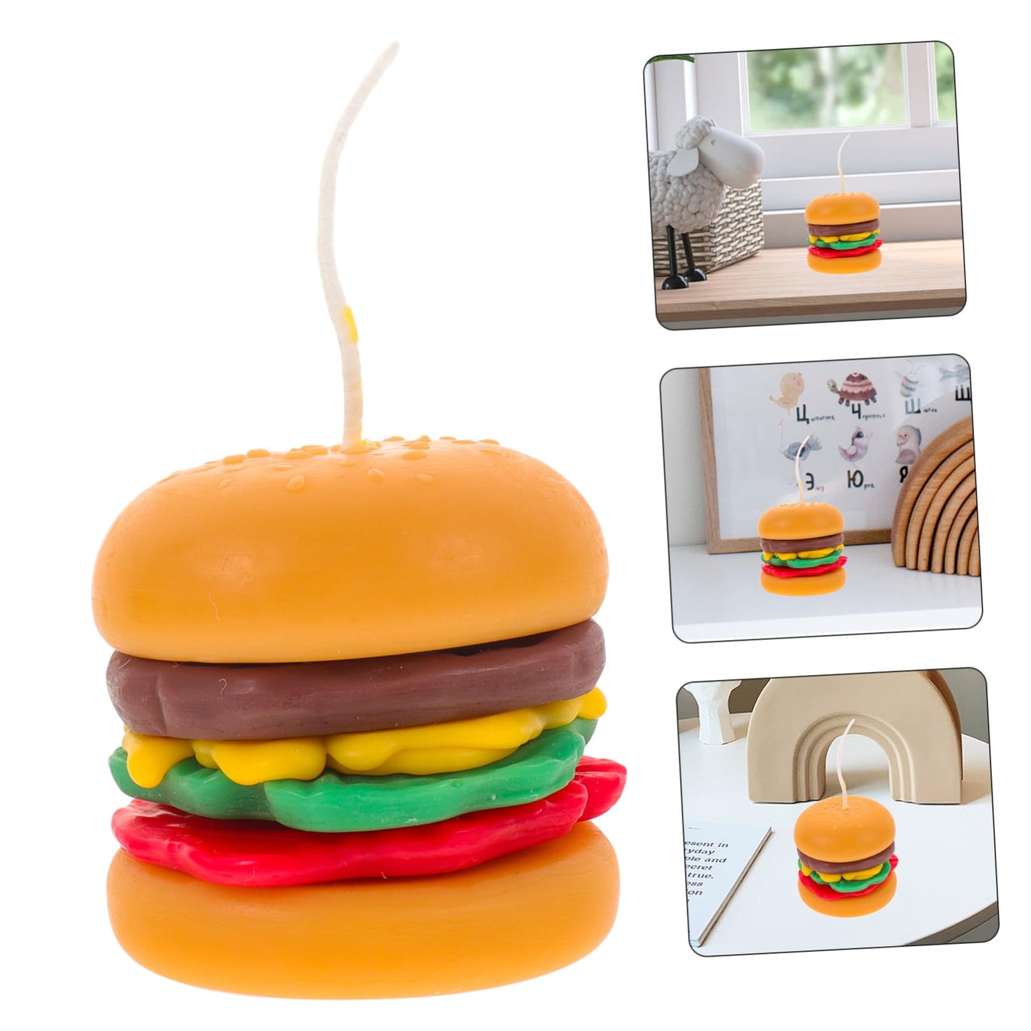 JHKNNK Burger Shaped Scented Candle Mini Paraffin Wax Tealight Candle Decorative for Home Décor and Birthday