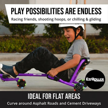 EzyRoller Classic with LED Wheels Ride On Toy for Kids, Ages 3-12, Up to 154 lbs - Purple