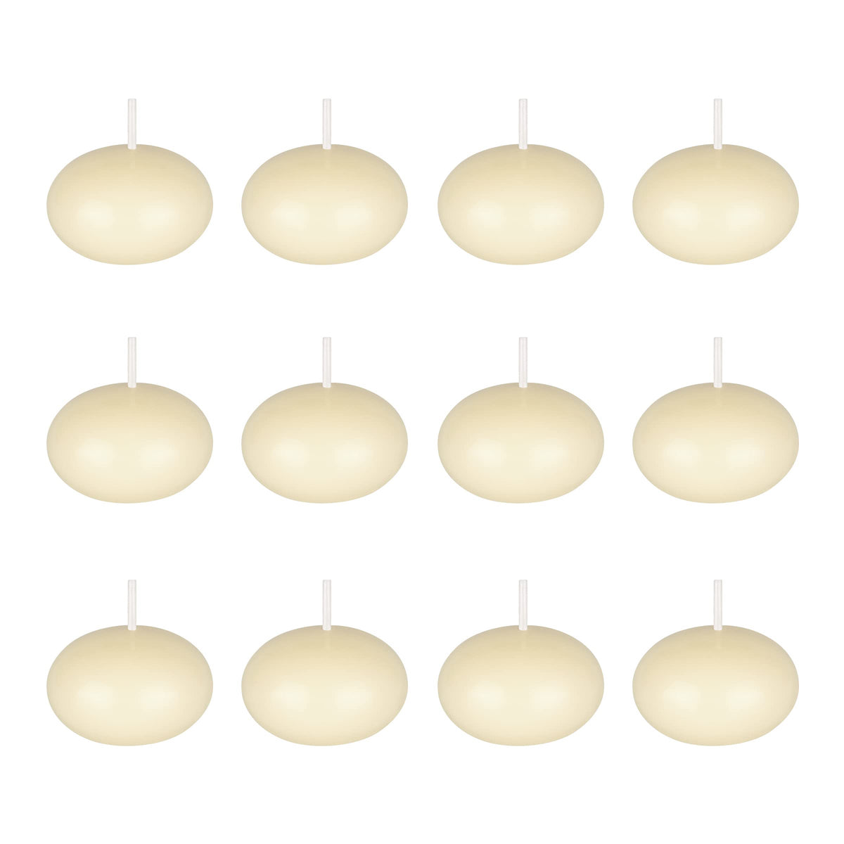 Mega Candles 12 pcs Unscented Ivory Floating Candles, Hand Poured Wax Candle 1.5 Inch Diameter, Home Décor, Wedding Receptions, Occasions, Festivities, Events, Meditations, Tranquility, Spa