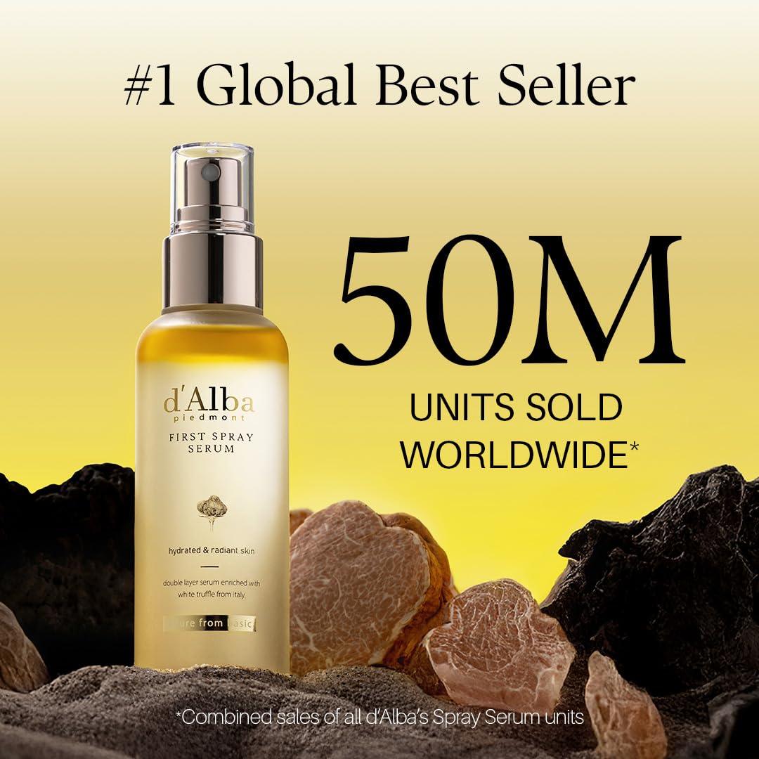 d'Alba Italian White Truffle First Spray Serum, Vegan Skin Care, Hydrating Face Moisturizer, Glow Serum for Radiant Skin, Non Comedogenic, All In One Mist, Korean skincare (100ml)