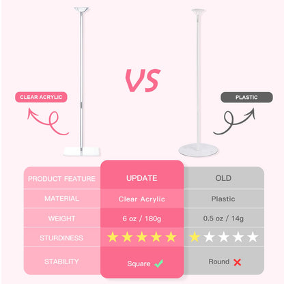 TEKXYZ Clear Acrylic Balloon Stands for Table, Adjustable Height 15.75 Inch, 23.6 Inch, 31.5 Inch Reusable Balloon centerpieces for Tables, for Wedding, Birthdays Table& Floor Decor (Set of 10)