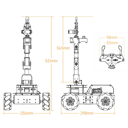 LewanSoul ROS Robotic Arm with Raspberry Pi 5 8GB Open Source Programming FPV AI Vision 6DOF/Axis Smart Robot Kit, 4WD Mecanum Wheel Big Chassis, ArmPi Pro with RPi 5 8GB
