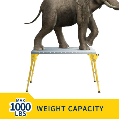 Welding Table 46x18 Inch - Welding Workbench Table 1000Lbs Load Capacity Steel on Wheels, Work Bench Adjustable Height with Folding Legs & 3 Tilt Angles, Three 1.1" Slot (46x18 in 1000lbs)