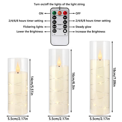 YOROXRG Flickering Flameless Candles Battery Operated with Remote, LED Pillar Candles with Realistic Moving Wick for Halloween, Christmas, Home Decor Pack of 12 (D2.2 x H 5" 6" 7") Ivory