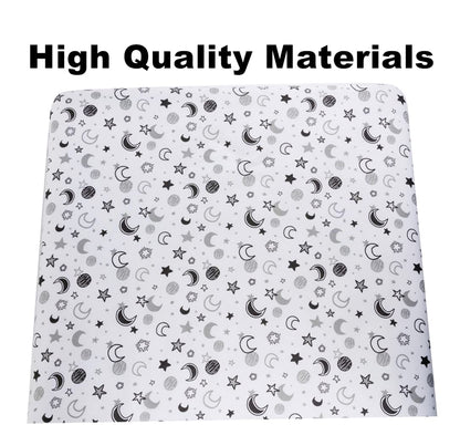 FIGEPO 4 Pack Star and Moon Neutral Unisex Fitted Baby Crib Sheets Set for Baby Boys or Girls