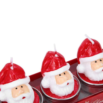BFYDOAA 6PCS Christmas Tealight Candles Santa Claus Tea Lights Wax Mini Votive Candles for Christmas Scene,Dinner Table Decor