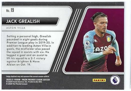 JACK GREALISH 2020-21 Panini Prizm English Premier League EPL Soccer Scorers Club #19 Card Manchester City FC England