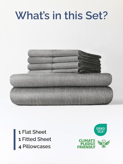 Skiennix Extra Deep Cal King Sheet Set | 6-Piece Breathable Cooling Bedding - Soft, Wrinkle-Free Heathered Grey