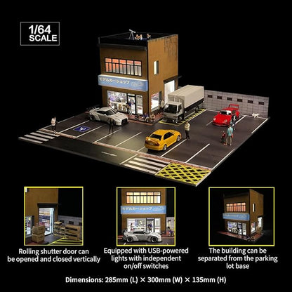 1/64 Scale Model Shop Building Scene Model with Parking Area (No Vehicles or Figures/Model 710026)