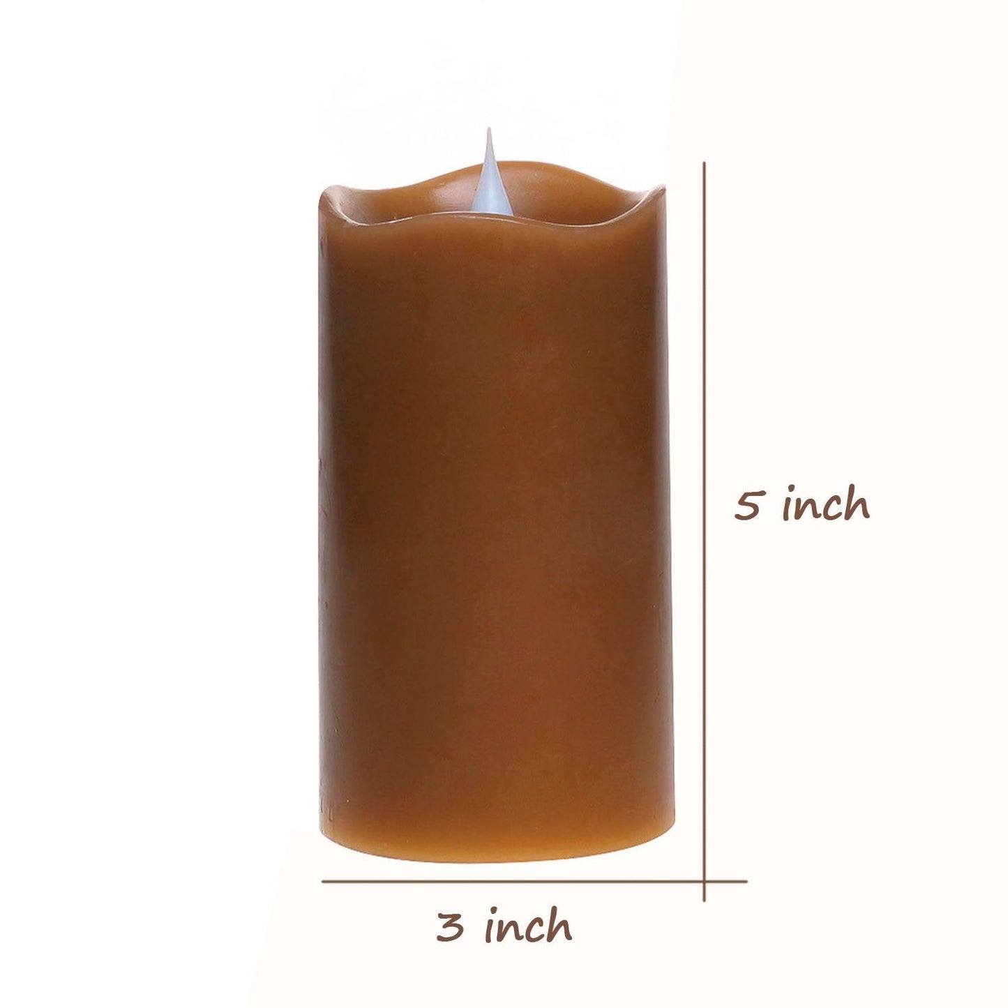 3D Moving Flame Led Candle With Timer, Dancing Flame Led Candle for Home Halloween Decoration, 3x5 Inch, Brown