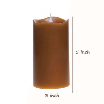 3D Moving Flame Led Candle With Timer, Dancing Flame Led Candle for Home Halloween Decoration, 3x5 Inch, Brown