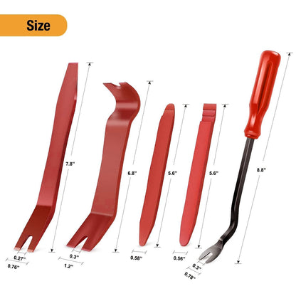 GOOACC 5 PCS Nylon Auto Trim Removal Tool Kit No-Scratch Removal Tool Kit for Car Panel & Audio Dashboard Dismantle Red