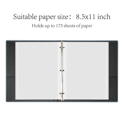 Premium Linen 3 Ring Binder 1 Inch - Decorative Hardcover Binder with Round Rings, Holds 8.5 x 11 Letter Size Paper for School, Office, Home Organization & Presentation, Moon Tree, Blue
