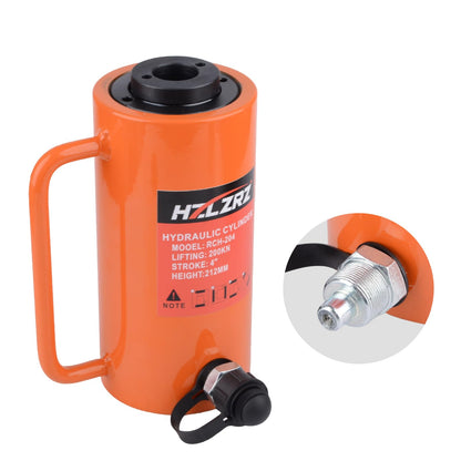 HZLZRZ 20T Hydraulic Cylinder Jack Hollow Single Acting Hydraulic Ram Cylinder, Hydraulic Lifting Cylinders 4"(101mm) and Porta Power Kit (RCH-204)