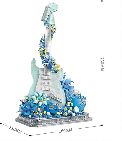 Flower Bouquet Guitar Building Blocks Set 1125PCS Music Instruments Guitar Bricks Set Gifts for Adults and Kids (bass)